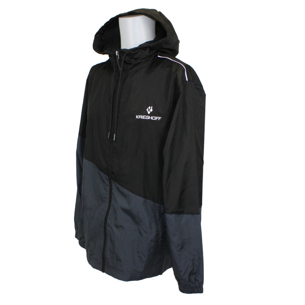 Krieghoff Lightweight Full Zip Windbreaker, Black/Gray